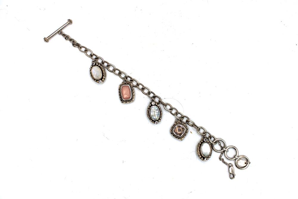 Lori Bonn Sterling Silver Faceted Gemstone Charm Bracelet
